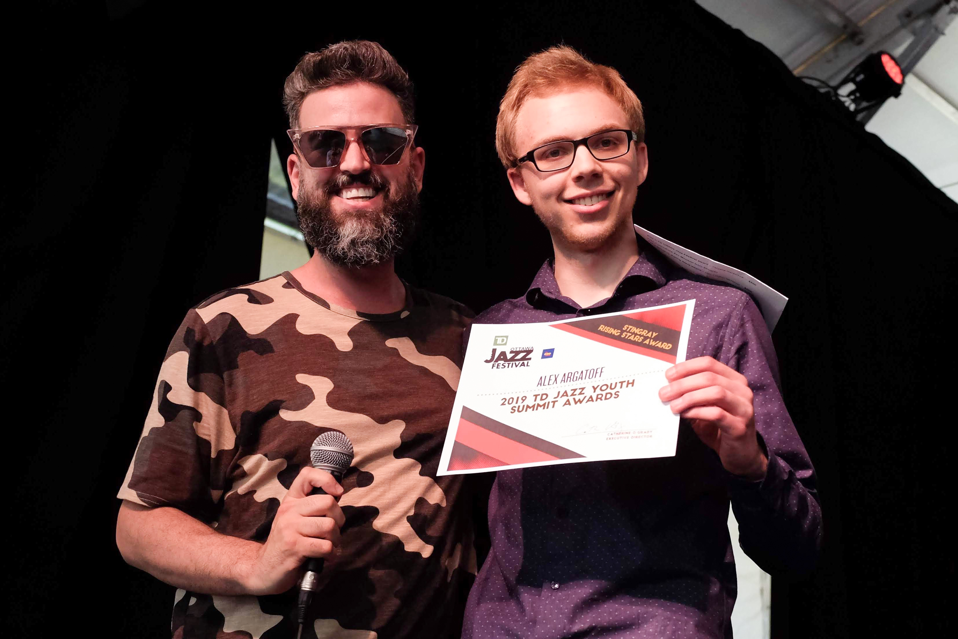 Zachary Monson with Stingray Rising Stars award winner Alex Argatoff